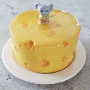 1980s Ceramic Mouse Cheese Dome